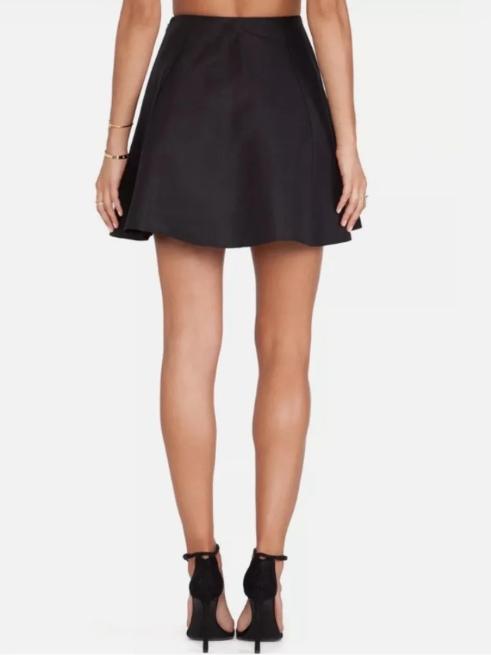 NEW Kate Spade Lula mini skirt cotton silk full A-line pockets black 14